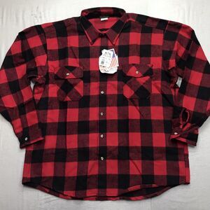 NWT MELTON Deerskin Brawny Flannel Shirt Men 2XL Red Black Buffalo Plaid USA